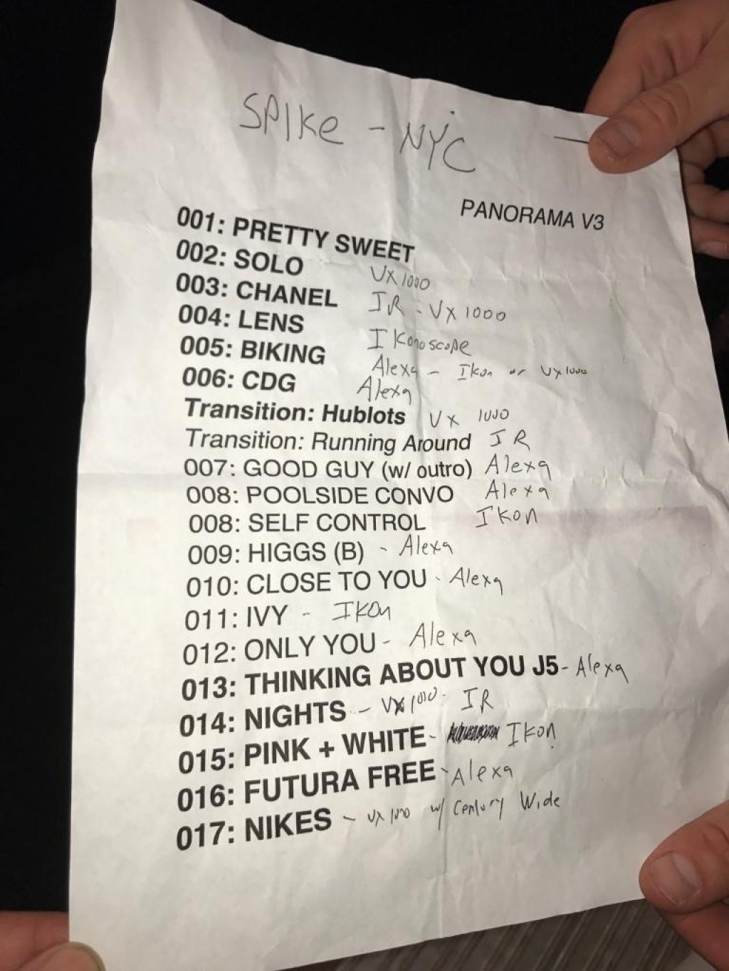 Picture of: PANORAMA SETLIST + SPIKE JONZE NOTES : r/FrankOcean